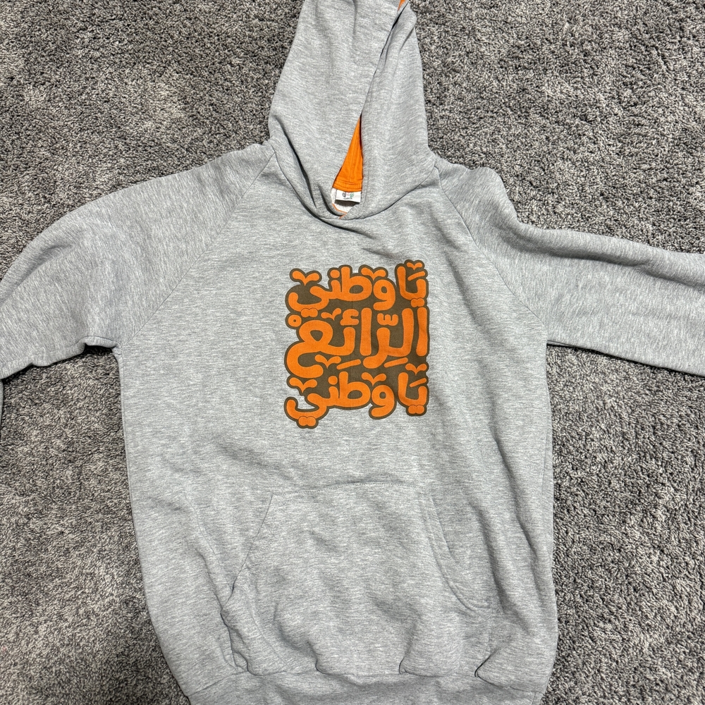 Gray and Orange Men's Hoodie